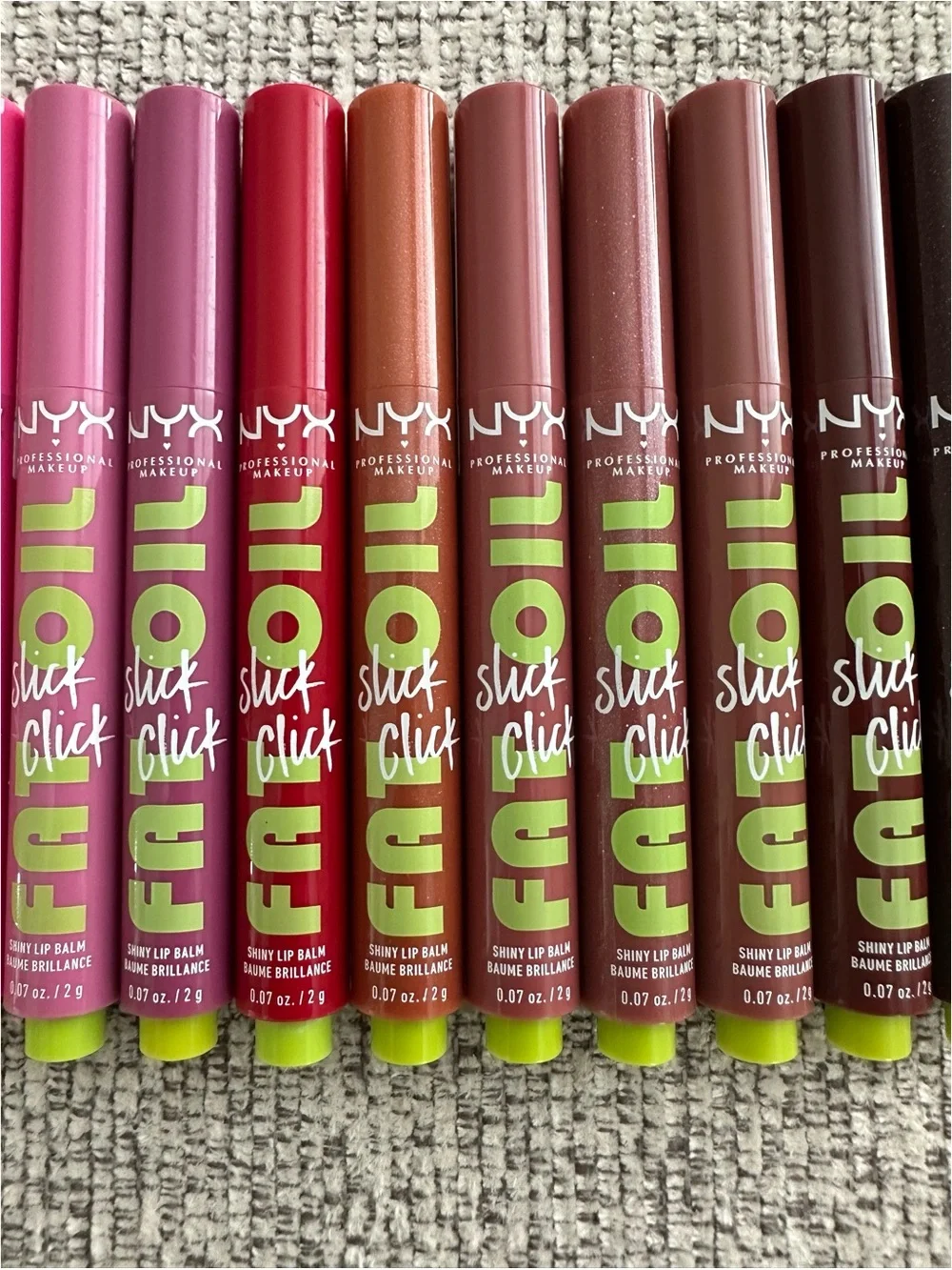 BRAND NEW NYX Makeup Fat Oil Slick Click Shiny Lip Balm Set of 10 Shades
